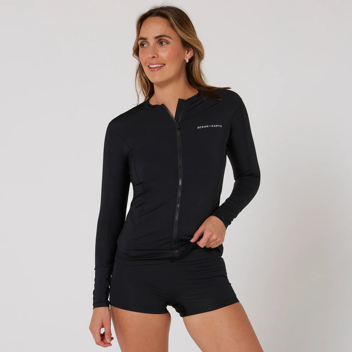 WOMENS OCEANA LONG SLEEVE FRONT ZIP LYCRA TOP