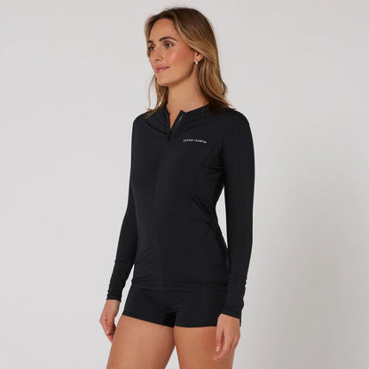 WOMENS OCEANA LONG SLEEVE FRONT ZIP LYCRA TOP
