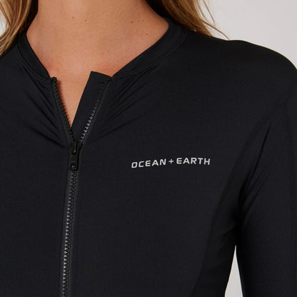 WOMENS OCEANA LONG SLEEVE FRONT ZIP LYCRA TOP
