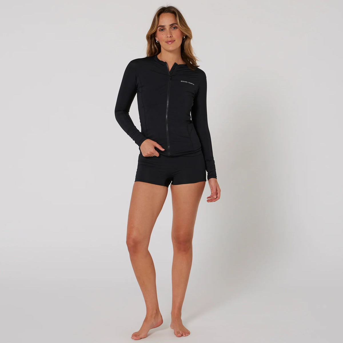WOMENS OCEANA LONG SLEEVE FRONT ZIP LYCRA TOP