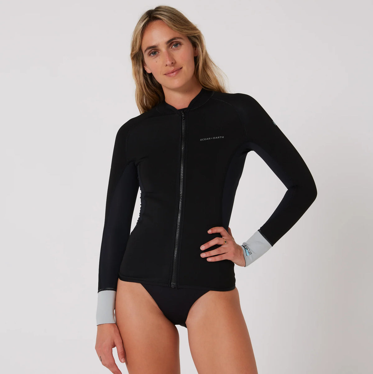 WOMENS FRONT ZIP LONG SLEEVE SURF TOP - 1.5MM