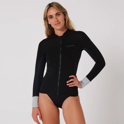 WOMENS FRONT ZIP LONG SLEEVE SURF TOP - 1.5MM