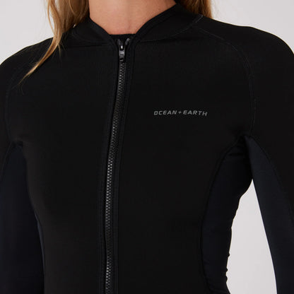 WOMENS FRONT ZIP LONG SLEEVE SURF TOP - 1.5MM