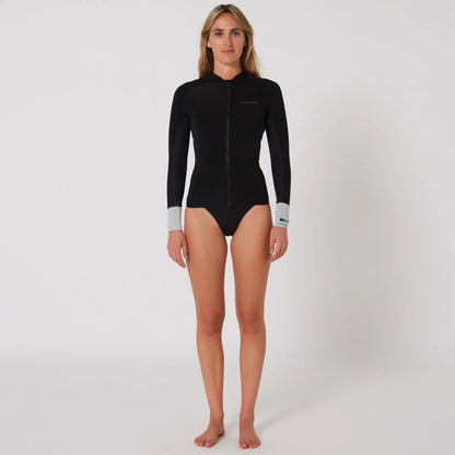 WOMENS FRONT ZIP LONG SLEEVE SURF TOP - 1.5MM